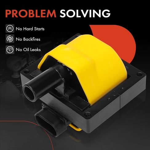 A-Premium (Yellow) Engine Ignition Coil Pack Compatible with Chevrolet Silverado 1500 & GMC Sierra 1500 & Cadillac Escalade & Buick Roadmaster & Isuzu NPR & Oldsmobile Bravada & Workhorse & Pontiac in Saudi Arabia