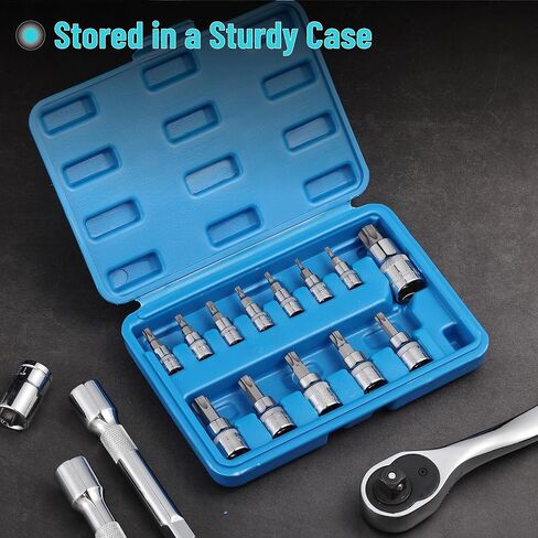 Bates- Torx Bit Socket Set, 13 pcs, TT8-TT60, 1/4" 3/8" & 1/2" Drive, Silver, Tamper Proof Torx Bit Set, Torx Bit Socket Set, Star Bit Socket Set, Security Torx Bit Set, Impact Torx Socket Set in Saudi Arabia