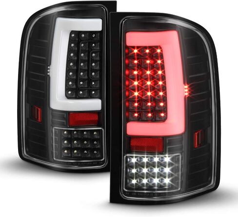 ACANII - For 2007-2013 Chevy Silverado 1500 2500 3500 Black Housing Sequentia Full LED Tube Tail Lights Brake Lamps in Saudi Arabia