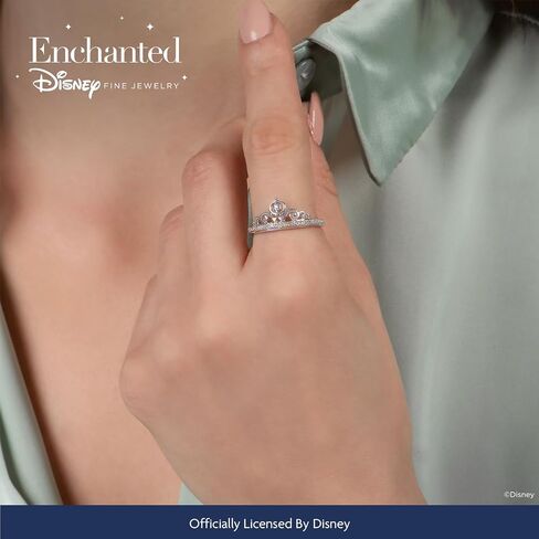 Jewelili Enchanted Disney Fine Jewelry Sterling Silver 1/10 Cttw Diamond Cinderella Carriage Ring. in Saudi Arabia