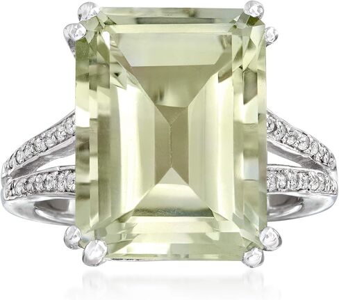 Ross-Simons 11.00 Carat Prasiolite and .10 ct. t.w. White Topaz Ring in Sterling Silver in Saudi Arabia