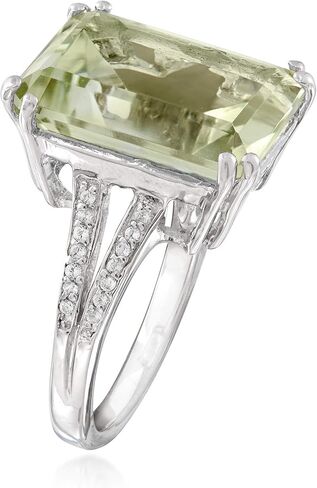 Ross-Simons 11.00 Carat Prasiolite and .10 ct. t.w. White Topaz Ring in Sterling Silver in Saudi Arabia