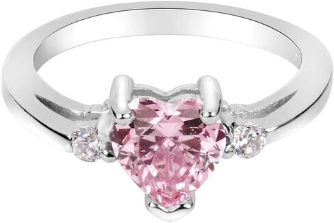 CloseOutwarehouse Cubic Zirconia Heart Promise Ring Sterling Silver (خيارات الألوان ، الحجم 3-15) in Kuwait