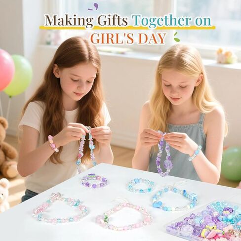 JoyJellies Assorted Acrylic Beads for Bracelets, 4 Colors 260+PCS Charms Keychain Making Kit with String Key Ring Clips Cute Bow Heart Star Beads for Girls Jewelry Making Crafts DIY Phone Bag Charms in Saudi Arabia
