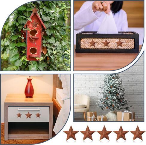30pcs النجوم المعدنية الصدئة للحرف اليدوية ، النجمة العتيقة البدائية 3 أحجام 3D TIN Star لـ DIY Crafts Vintage Home Farmhouse Wall Decor in Saudi Arabia
