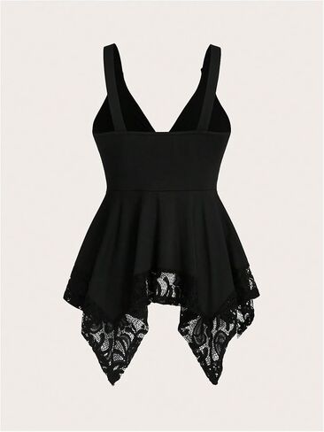 Verdusa Women's Babydoll Tops Goth Gothic Clothes V Neck Sleeveless Peplum Grunge Tank Top in Kuwait