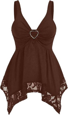 Verdusa Women's Babydoll Tops Goth Gothic Clothes V Neck Sleeveless Peplum Grunge Tank Top in Kuwait
