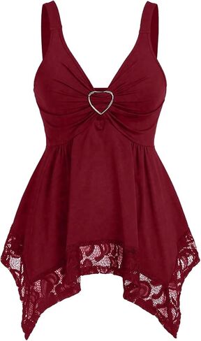 Verdusa Women's Babydoll Tops Goth Gothic Clothes V Neck Sleeveless Peplum Grunge Tank Top in Kuwait