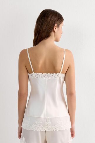 Woman's Pretty Flowers Thin Strap Silk Tank Top in Saudi Arabia