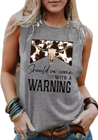 Western Country Music Tank Top Women Vintage Cowboy Rodeo Tank Cattle Skull Graphic Sleeveless Shirt Cowgirl Tops in Kuwait