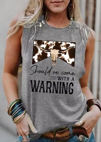 Western Country Music Tank Top Women Vintage Cowboy Rodeo Tank Cattle Skull Graphic Sleeveless Shirt Cowgirl Tops in Kuwait