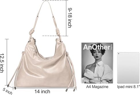 Soft Hobo Bag for Women Large Capacity Travel Designer Shoulder Purse with Knotted Adjustable Strap in Kuwait