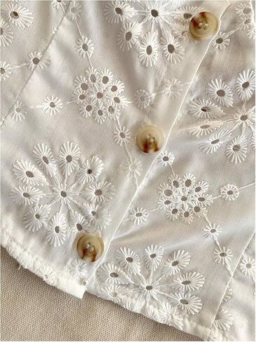 SweatyRocks Women's Eyelet Embroidery V Neck Button Down Vest Top Sleeveless Casual Dressy Blouse in Saudi Arabia