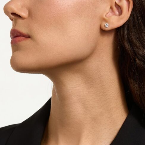 أقراط نسائية مرصعة بالألماس مستديرة 1 قيراط TW معتمدة من الذهب الأبيض أو الأصفر عيار 14 قيراط (D,E/VS-SI1) in Kuwait