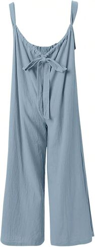 WDIRARA Women's Plus Size Tie Front Cami Jumpsuit Wide Leg Pants Romper Sexy Overalls with Pockets in Saudi Arabia