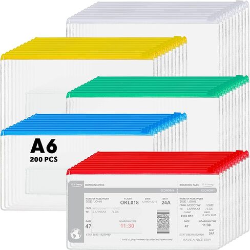 Zhehao 300 PCS 9.2 × 4.7 بوصات A6 Poly Poly Occants zip bulk ، حقيبة قلم رصاص صافية ، وحالات قلم رصاص بلاستيكية مع حقيبة ملفات فاتورة قابلة لإعادة الاستخدام مقابل ملفات نقدية نقدية in Kuwait