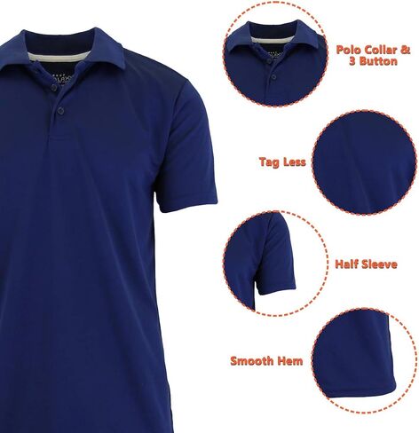 Galaxy by Harvic Men Men's Tagisture Wicking Polo Shirt (S-3XL) in Saudi Arabia