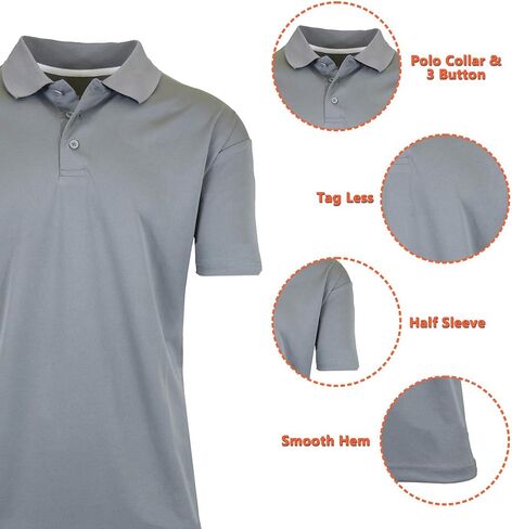 Galaxy by Harvic Men Men's Tagisture Wicking Polo Shirt (S-3XL) in Kuwait