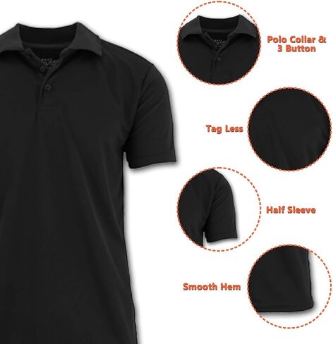Galaxy by Harvic Men Men's Tagisture Wicking Polo Shirt (S-3XL) in Kuwait