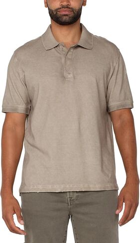 Liverpool Men's Short Sleeve Distressed Rib Polo in Saudi Arabia