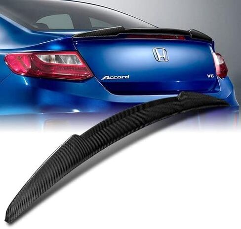 Black Real Carbon Carbon Fiber V-style strunk lid spoiler wing متوافق مع 2013-2017 Honda Accord 2DR Coupe ، 2014 2015 2015 in Saudi Arabia