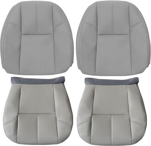 Driver and Passenger Side Bottom Seat Covers and Top Lean Back Leather Black Compatible with Chevy Silverado Suburban Avalanche GMC Sierra Tahoe Yukon 2007 2008 2009 2010 2011 2012 2013 2014 in Saudi Arabia