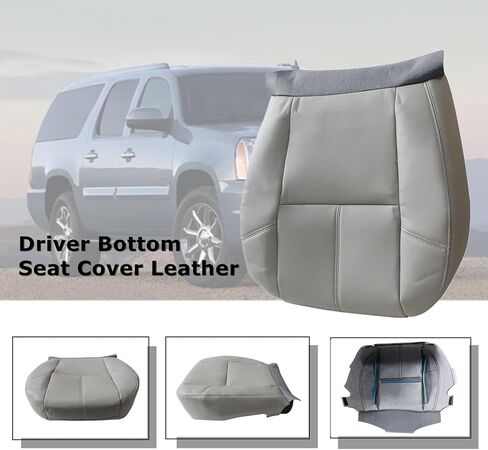 Driver and Passenger Side Bottom Seat Covers and Top Lean Back Leather Black Compatible with Chevy Silverado Suburban Avalanche GMC Sierra Tahoe Yukon 2007 2008 2009 2010 2011 2012 2013 2014 in Saudi Arabia