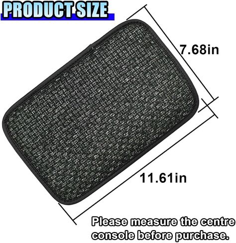 Car Center Console Armrest Pad, Linen Fabric Auto Armrest Box Protector Cover, 11.6 × 7.7 Inch Vehicle Middle Console Mat, Universal Interior Decoration Accessory for Car, SUV, Truck (Grey) in Saudi Arabia