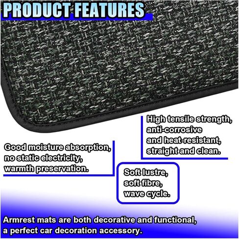 Car Center Console Armrest Pad, Linen Fabric Auto Armrest Box Protector Cover, 11.6 × 7.7 Inch Vehicle Middle Console Mat, Universal Interior Decoration Accessory for Car, SUV, Truck (Grey) in Saudi Arabia