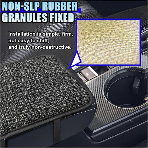 Car Center Console Armrest Pad, Linen Fabric Auto Armrest Box Protector Cover, 11.6 × 7.7 Inch Vehicle Middle Console Mat, Universal Interior Decoration Accessory for Car, SUV, Truck (Grey) in Saudi Arabia