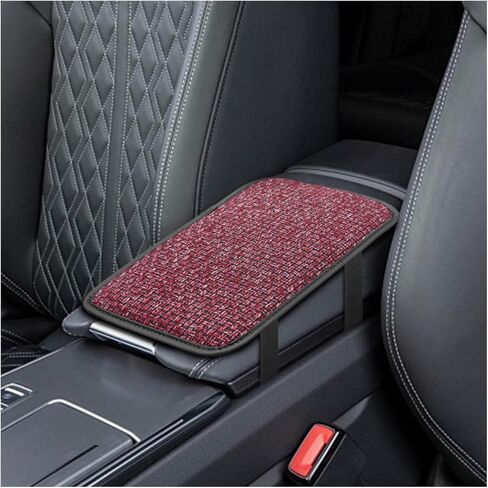 Car Center Console Armrest Pad, Linen Fabric Auto Armrest Box Protector Cover, 11.6 × 7.7 Inch Vehicle Middle Console Mat, Universal Interior Decoration Accessory for Car, SUV, Truck (Grey) in Saudi Arabia