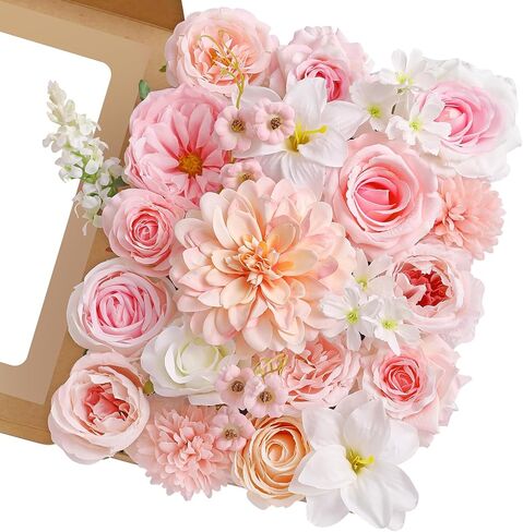 Serwalin Artificial Pink Flowers, Cake Silk Flowers for DIY Wedding Bouquets Fake Flowers, Table Centerpieces Baby Shower Birthday Party Home Decorations in Kuwait