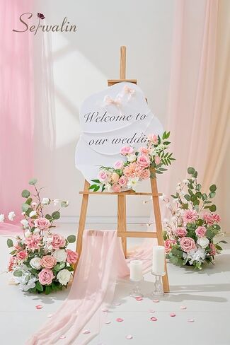 Serwalin Artificial Pink Flowers, Cake Silk Flowers for DIY Wedding Bouquets Fake Flowers, Table Centerpieces Baby Shower Birthday Party Home Decorations in Kuwait