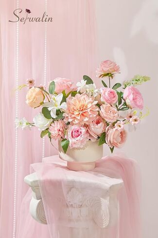 Serwalin Artificial Pink Flowers, Cake Silk Flowers for DIY Wedding Bouquets Fake Flowers, Table Centerpieces Baby Shower Birthday Party Home Decorations in Kuwait