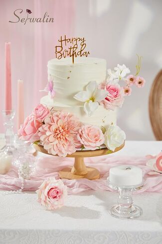 Serwalin Artificial Pink Flowers, Cake Silk Flowers for DIY Wedding Bouquets Fake Flowers, Table Centerpieces Baby Shower Birthday Party Home Decorations in Kuwait