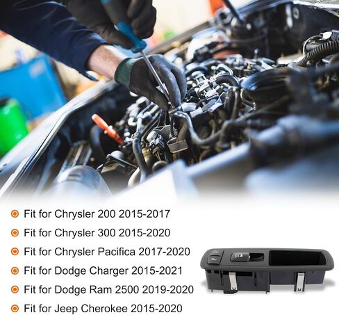 مفتاح نافذة الباب الجانبي للركاب الأمامي متوافق مع Chrysler 200 300 Pacifica Dodge Charger Jeep Cherokee 2015-2020 in Saudi Arabia