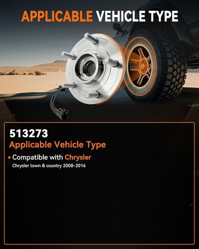513273 محور العجلة الأمامية ومجموعة المحمل متوافقة مع دودج جراند كارافان/كرايسلر تاون آند كانتري 2008-2016، 2009-2012 فولكس فاجن روتان، 5 عروات مع ABS، قطعتان in Saudi Arabia