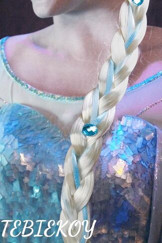 Princess Rapunzel Long Braided Wig Headbands Princess Dress up Wigs Hairpiece with Flowers for Halloween Christmas Party Costume Hair Accessories in Saudi Arabia