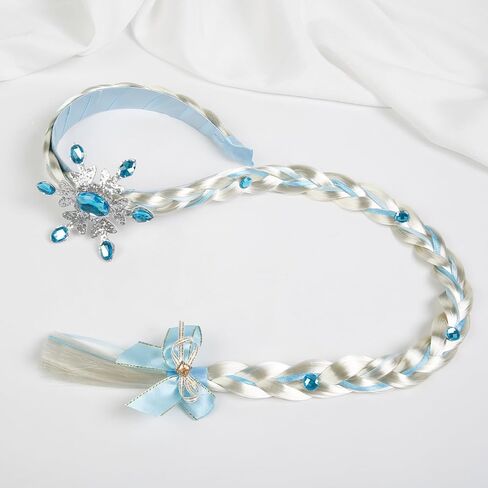 Princess Rapunzel Long Braided Wig Headbands Princess Dress up Wigs Hairpiece with Flowers for Halloween Christmas Party Costume Hair Accessories in Saudi Arabia