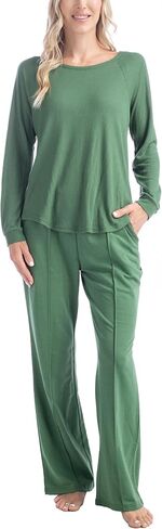 MUK LUKS Quilted Shacket 3 Piece Lounge Set, Long Sleeve T-Shirt, Pajama Pants with Pockets, Matching Jacket in Saudi Arabia