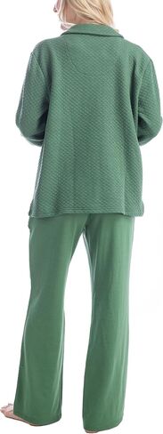 MUK LUKS Quilted Shacket 3 Piece Lounge Set, Long Sleeve T-Shirt, Pajama Pants with Pockets, Matching Jacket in Saudi Arabia