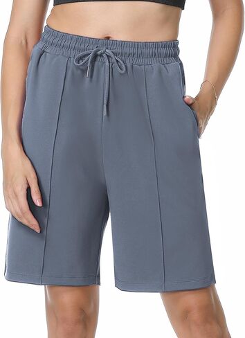 YOYOYOGA Women's Bermuda Shorts with Pockets High Waisted Knee Length Shorts 7" Long Shorts Athletic Walking Casual Workout in Saudi Arabia