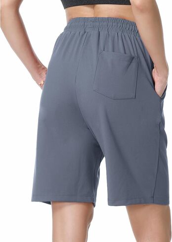 YOYOYOGA Women's Bermuda Shorts with Pockets High Waisted Knee Length Shorts 7" Long Shorts Athletic Walking Casual Workout in Saudi Arabia