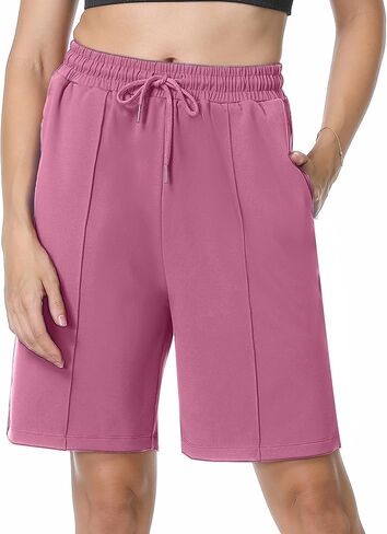 YOYOYOGA Women's Bermuda Shorts with Pockets High Waisted Knee Length Shorts 7" Long Shorts Athletic Walking Casual Workout in Saudi Arabia