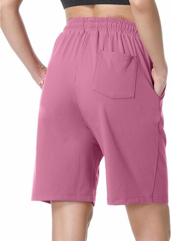 YOYOYOGA Women's Bermuda Shorts with Pockets High Waisted Knee Length Shorts 7" Long Shorts Athletic Walking Casual Workout in Saudi Arabia