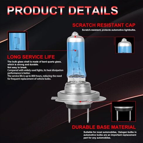 Fit for 2019 2020 Kia Forte High Performance Halogen Headlight Bulbs,H7 9005 High Low Beam combo,100W,300% Brighter,IP68, plug and play,5000K White Light, 4 pcs in Kuwait