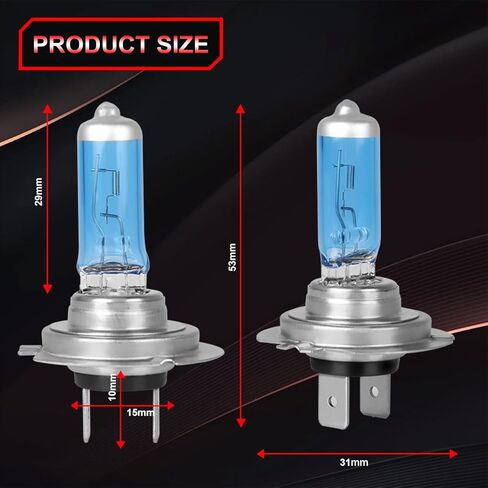 Fit for 2019 2020 Kia Forte High Performance Halogen Headlight Bulbs,H7 9005 High Low Beam combo,100W,300% Brighter,IP68, plug and play,5000K White Light, 4 pcs in Kuwait