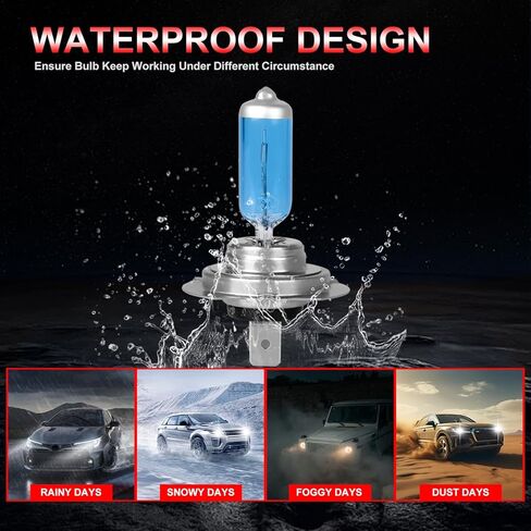 Fit for 2019 2020 Kia Forte High Performance Halogen Headlight Bulbs,H7 9005 High Low Beam combo,100W,300% Brighter,IP68, plug and play,5000K White Light, 4 pcs in Kuwait