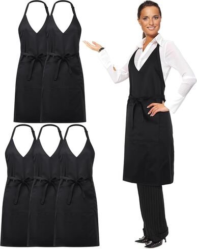 Liitrsh 5 PCS Usisex v Marrons 2 جيوب قابلة للتعديل قابلة للتعديل سوداء سهرة مآزر خوادم مع Tuxdo مع طالبة النادل الرسمي لدعم الحدث نادل الخادم Bistro Chef مطعم in Saudi Arabia