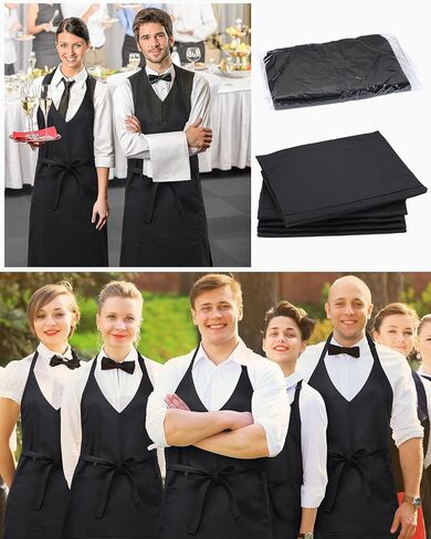 Liitrsh 5 PCS Usisex v Marrons 2 جيوب قابلة للتعديل قابلة للتعديل سوداء سهرة مآزر خوادم مع Tuxdo مع طالبة النادل الرسمي لدعم الحدث نادل الخادم Bistro Chef مطعم in Saudi Arabia